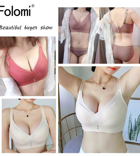 Wire-Free Push-Up Bras with Wide Straps
