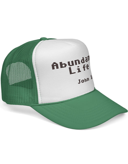 Load image into Gallery viewer, Abundant Life Trucker Cap, Faith-Based Gift, Christian Headwear, Inspirational Cap, Religious Apparel, Summer Outdoor Accessory
