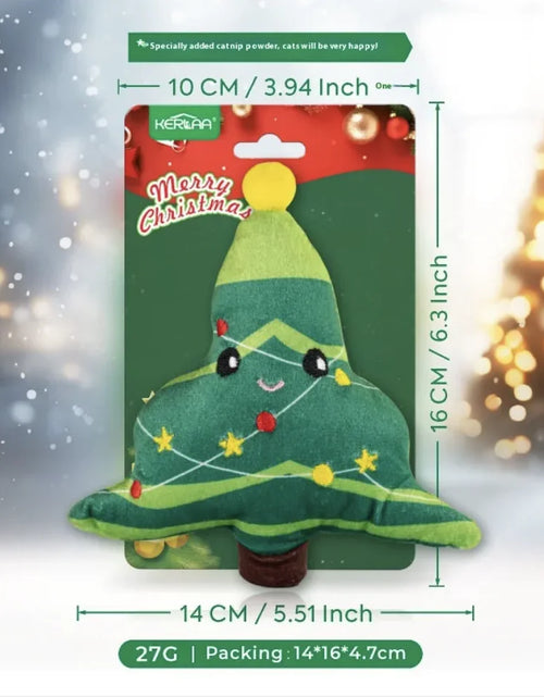 Load image into Gallery viewer, Festive Cat Plush Toy with Catnip - Perfect Holiday Gift for Cats
