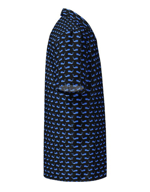 Load image into Gallery viewer, Midnight Whale Party Button Down Hawaiian Shirt - Coastal Summer 2024 Collection
