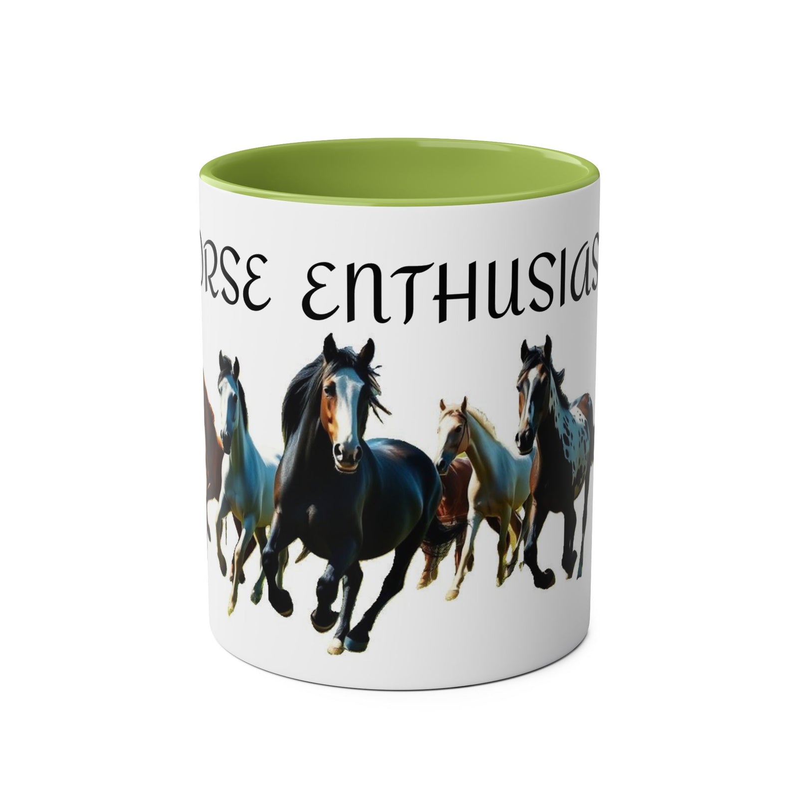 Horse Enthusiast Two-Tone Coffee Mug, Perfect for Gifts, Horse Lovers, Equestrian Decor, Animal Lover's Mug, Personalized Horse Gift