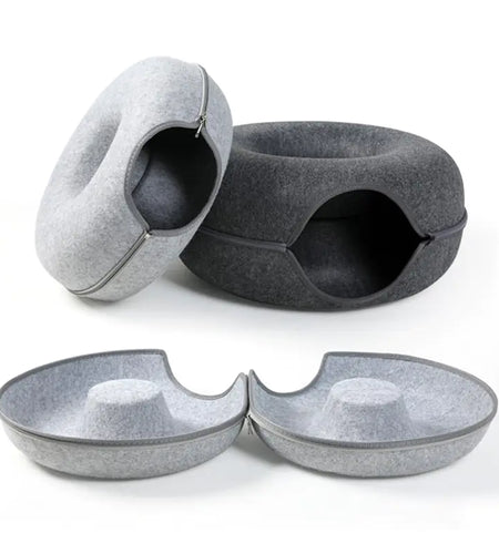 Donut Cat Bed Pet Cat Tunnel Interactive Game Toy