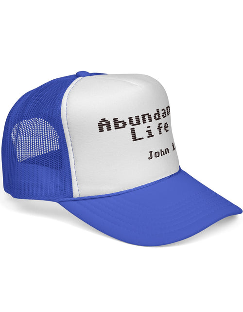Load image into Gallery viewer, Abundant Life Trucker Cap, Faith-Based Gift, Christian Headwear, Inspirational Cap, Religious Apparel, Summer Outdoor Accessory
