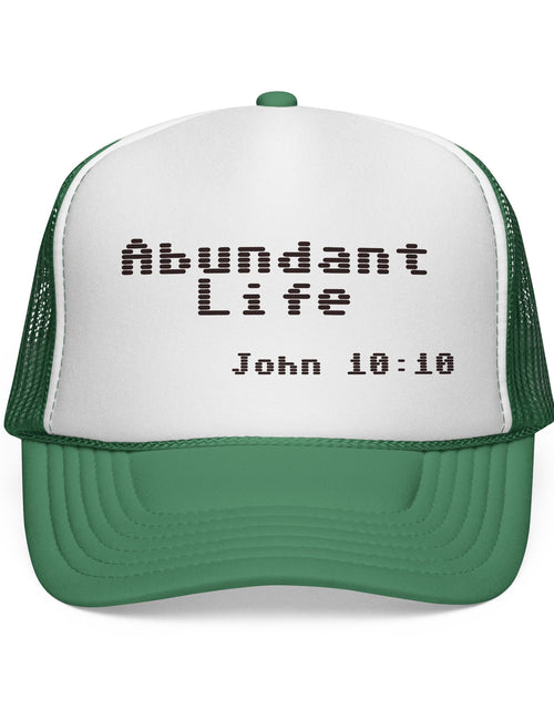 Load image into Gallery viewer, Abundant Life Trucker Cap, Faith-Based Gift, Christian Headwear, Inspirational Cap, Religious Apparel, Summer Outdoor Accessory
