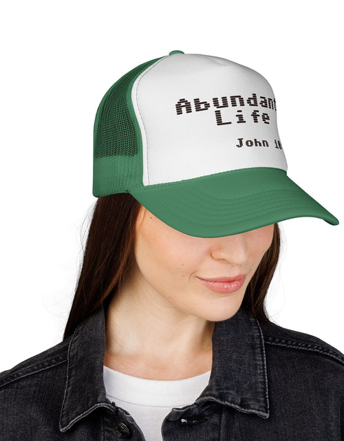 Load image into Gallery viewer, Abundant Life Trucker Cap, Faith-Based Gift, Christian Headwear, Inspirational Cap, Religious Apparel, Summer Outdoor Accessory
