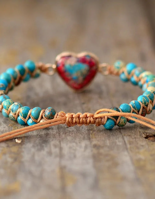Load image into Gallery viewer, Natural Stone Heart Charm Bracelets
