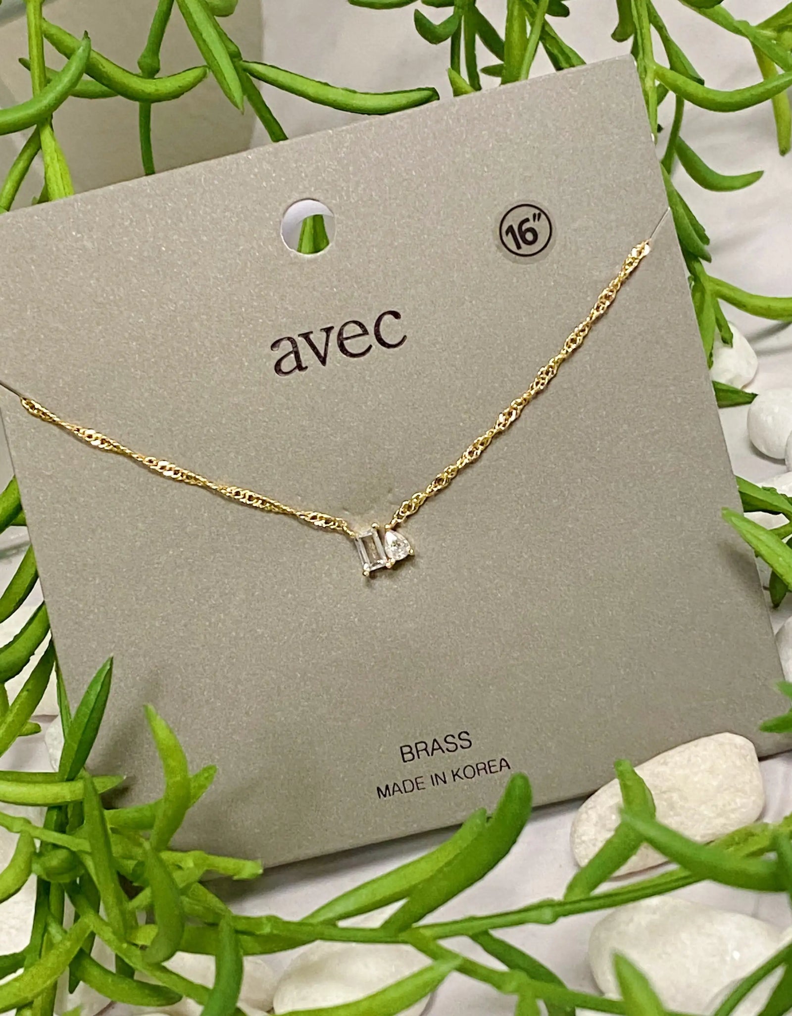 Baguette Cut Stone Pendant Necklace