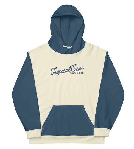 Navy & Off White Two-Toned Tropical Seas Hoodie