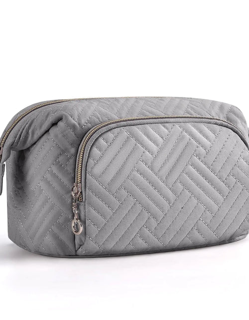 Load image into Gallery viewer, BAGSMART Travel Makeup Bag, Cosmetic Bag Make Up Organizer Case,Large Wide-open Pouch for Women Purse for Toiletries Accessories Brushes Grey Small
