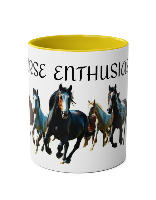 Load image into Gallery viewer, Horse Enthusiast Two-Tone Coffee Mug, Perfect for Gifts, Horse Lovers, Equestrian Decor, Animal Lover&#39;s Mug, Personalized Horse Gift
