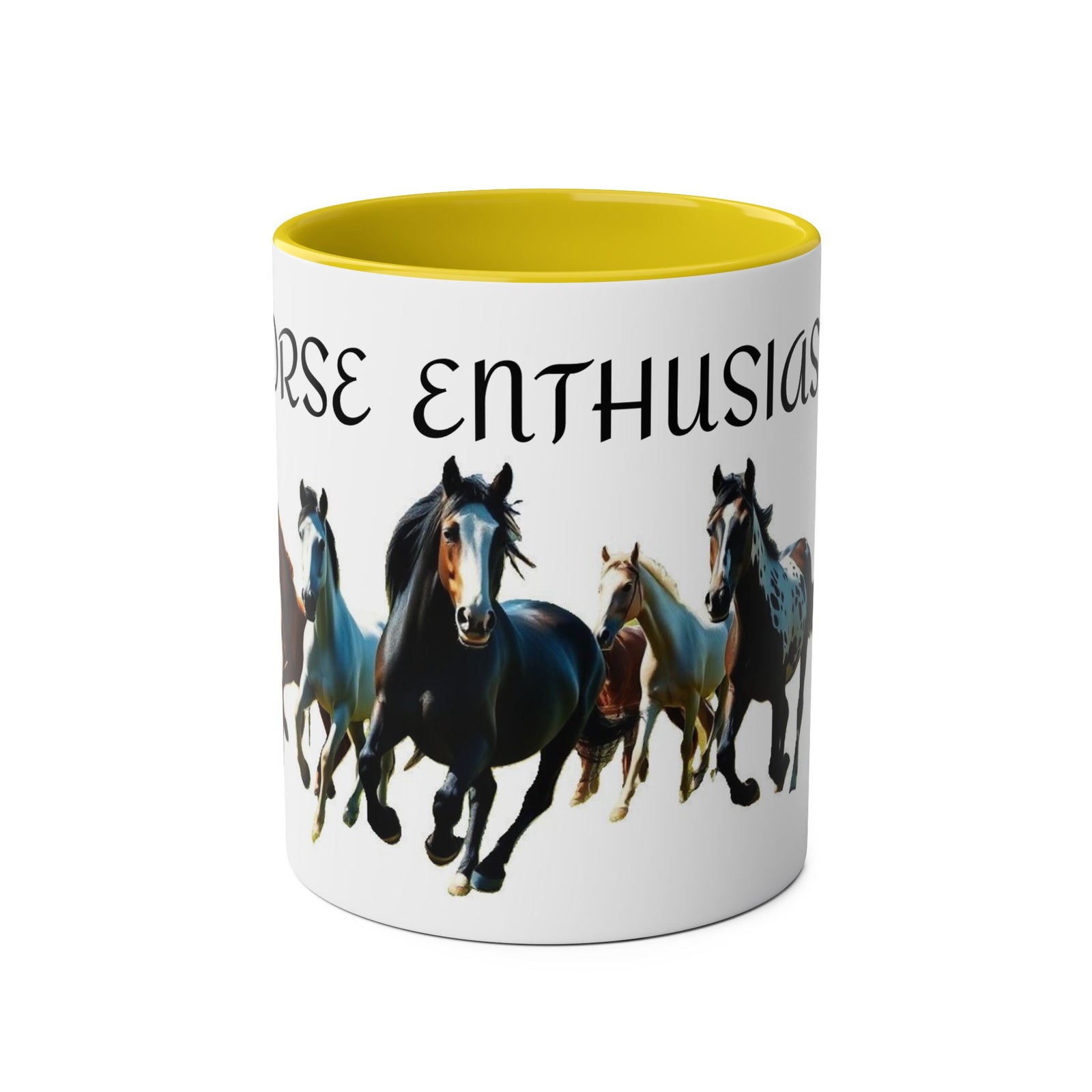 Horse Enthusiast Two-Tone Coffee Mug, Perfect for Gifts, Horse Lovers, Equestrian Decor, Animal Lover's Mug, Personalized Horse Gift