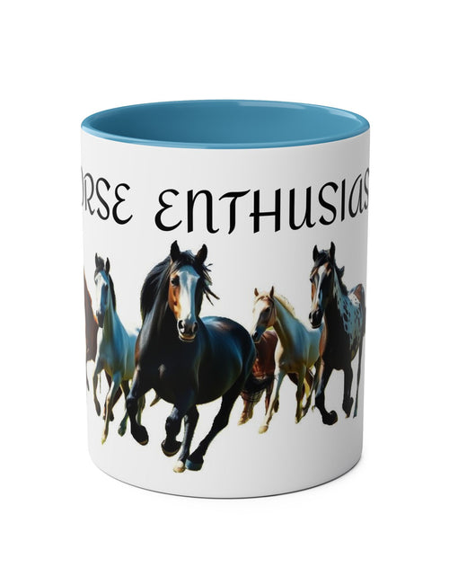 Load image into Gallery viewer, Horse Enthusiast Two-Tone Coffee Mug, Perfect for Gifts, Horse Lovers, Equestrian Decor, Animal Lover&#39;s Mug, Personalized Horse Gift
