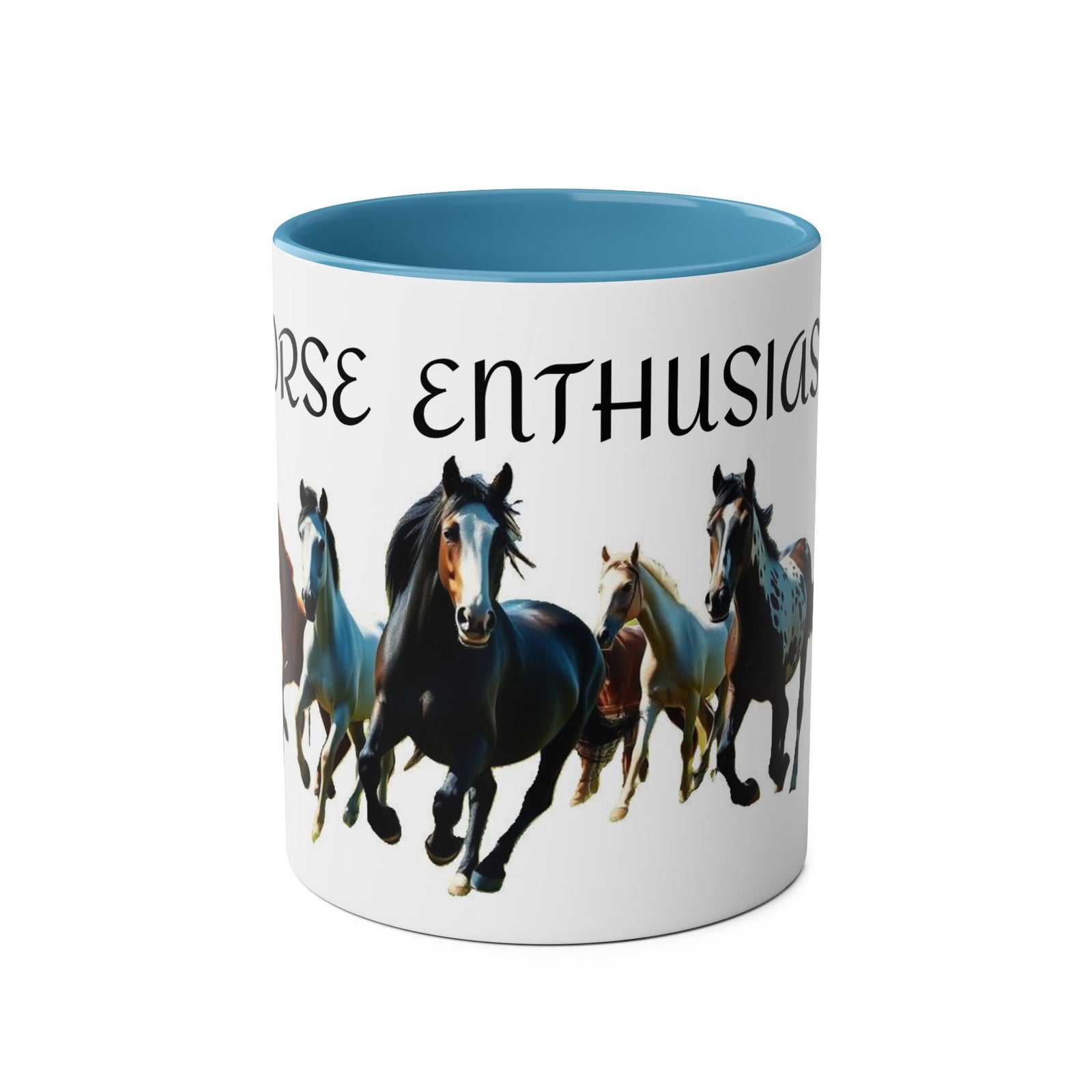 Horse Enthusiast Two-Tone Coffee Mug, Perfect for Gifts, Horse Lovers, Equestrian Decor, Animal Lover's Mug, Personalized Horse Gift