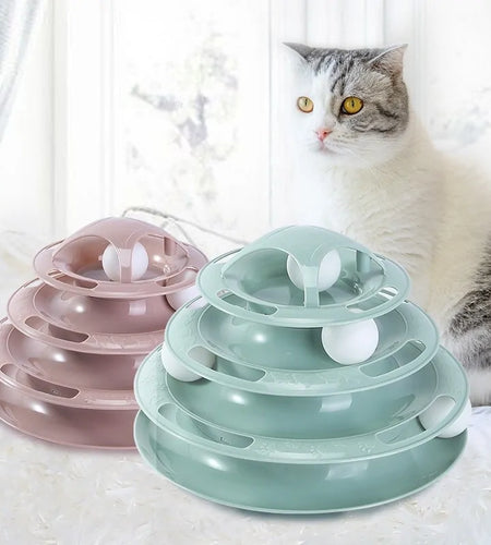 Turntable Balls 4 Layers Play Track Plate Cats Toys