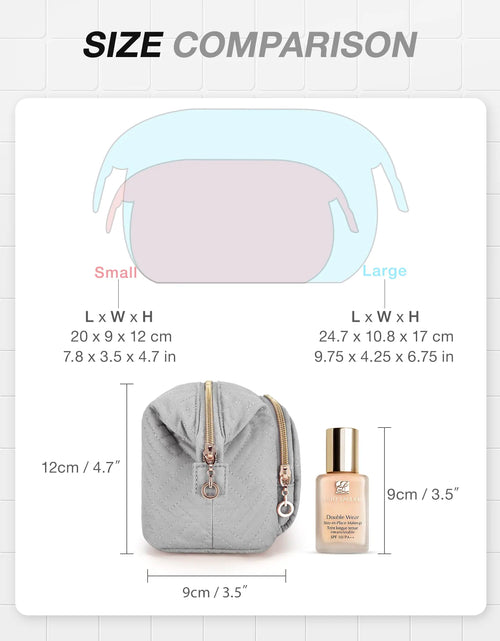 Load image into Gallery viewer, BAGSMART Travel Makeup Bag, Cosmetic Bag Make Up Organizer Case,Large Wide-open Pouch for Women Purse for Toiletries Accessories Brushes Grey Small

