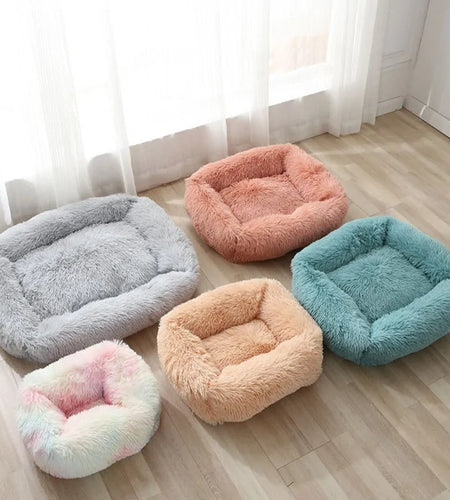 Plush Square Cat Bed: Warm Winter Pet Nest for Small Dogs and Cats