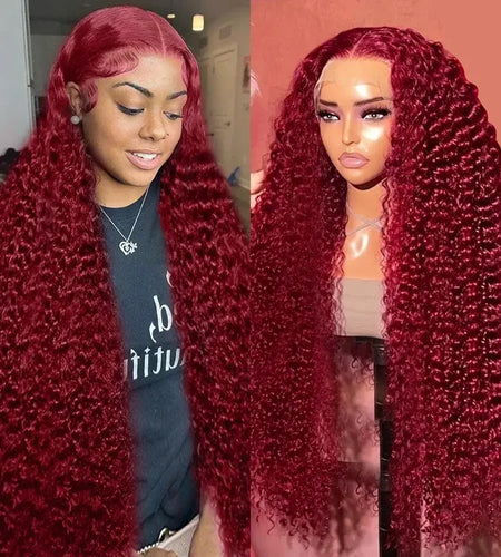 Transparent Lace Front Wig: Deep Remy Hair, 99J Burgundy