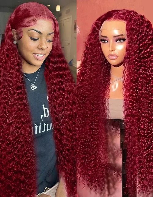 Load image into Gallery viewer, Transparent Lace Front Wig: Deep Remy Hair, 99J Burgundy
