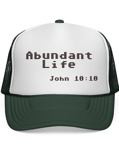 Load image into Gallery viewer, Abundant Life Trucker Cap, Faith-Based Gift, Christian Headwear, Inspirational Cap, Religious Apparel, Summer Outdoor Accessory
