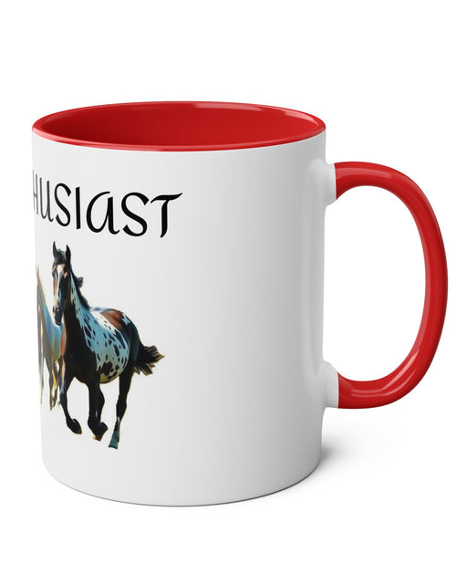 Load image into Gallery viewer, Horse Enthusiast Two-Tone Coffee Mug, Perfect for Gifts, Horse Lovers, Equestrian Decor, Animal Lover&#39;s Mug, Personalized Horse Gift
