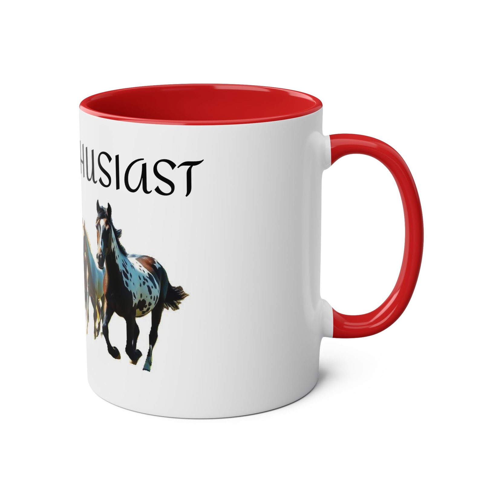 Horse Enthusiast Two-Tone Coffee Mug, Perfect for Gifts, Horse Lovers, Equestrian Decor, Animal Lover's Mug, Personalized Horse Gift