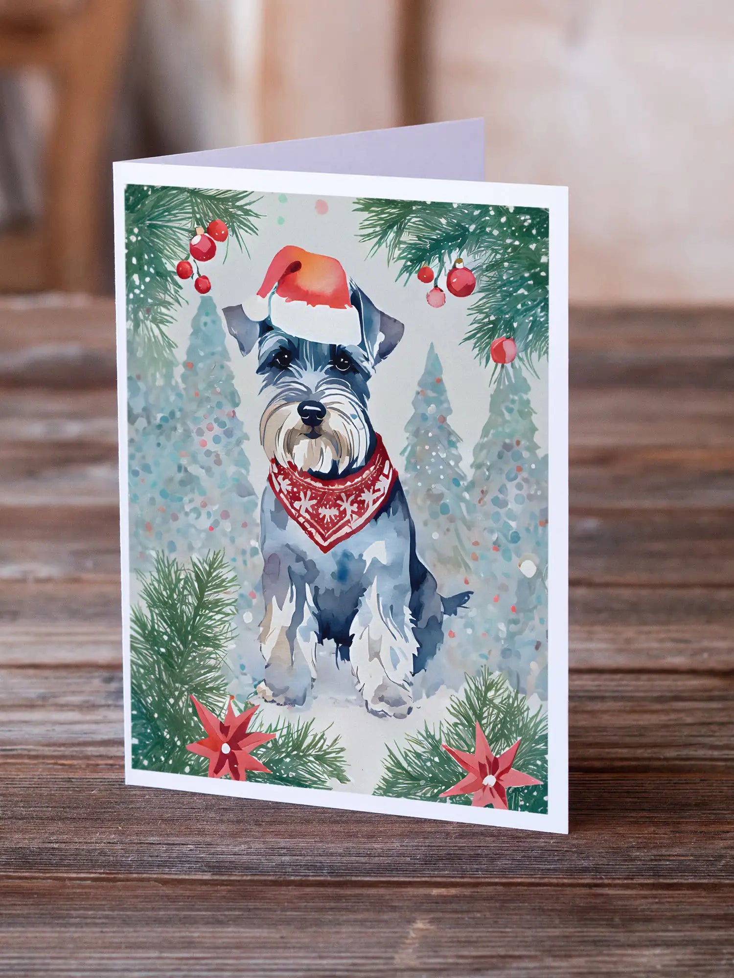Schnauzer Christmas Greeting Cards Pack of 8