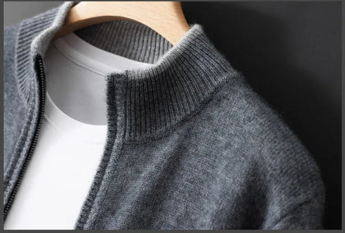Load image into Gallery viewer, Men&#39;s Zipper Stand Collar Color-Block Cardigan
