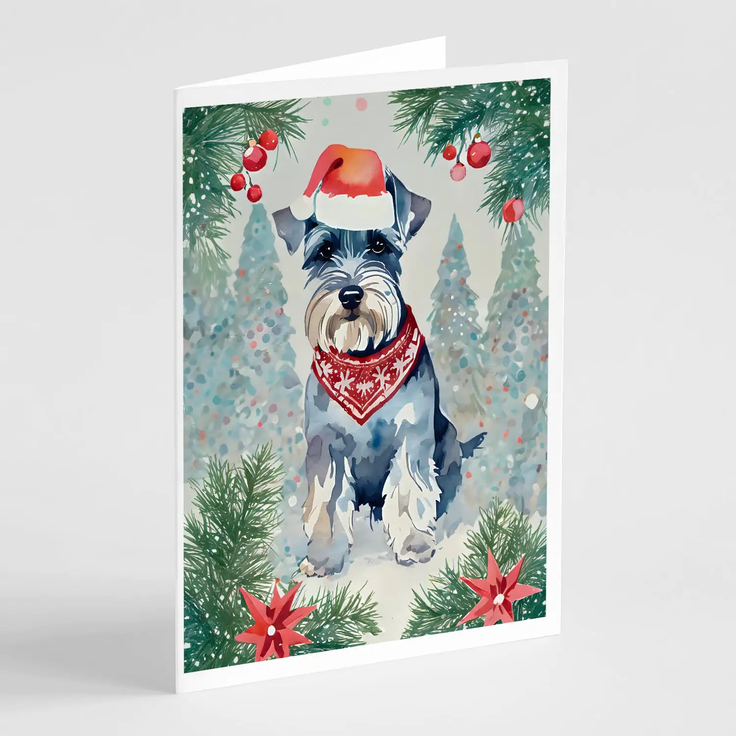 Schnauzer Christmas Greeting Cards Pack of 8