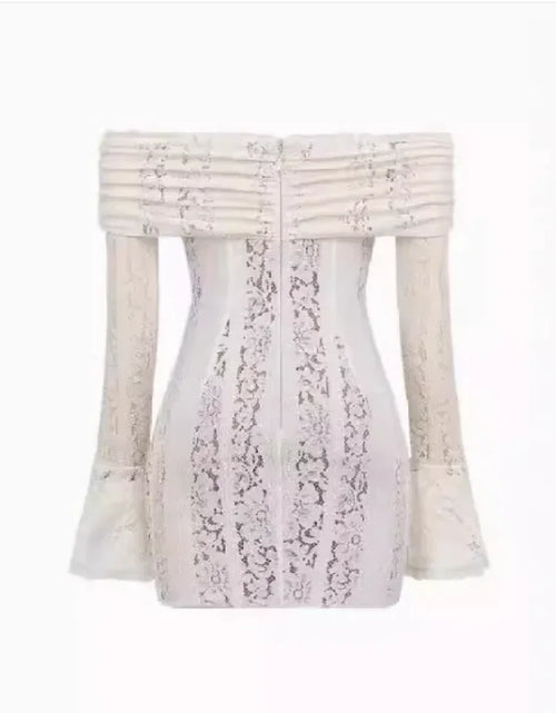 Load image into Gallery viewer, Elegant Off-Shoulder Lace Dress with Long Sleeves
