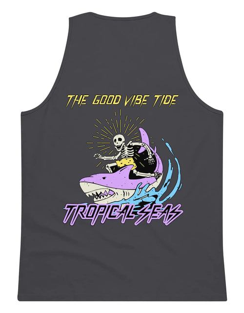 Load image into Gallery viewer, Men’s Premium Cartoon Shark Surfer Tank Top
