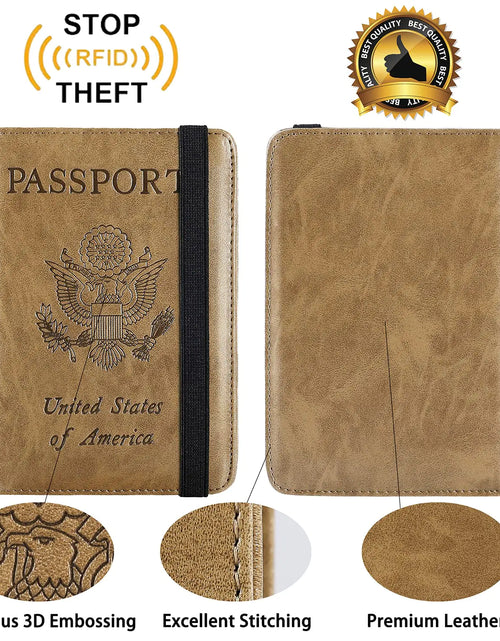 Load image into Gallery viewer, Passport Holder Cover Wallet Travel Essentials RFID Blocking Leather Card Case International Travel Must Haves Travel Accessories for Women Men(101#Brown) Brown Classic
