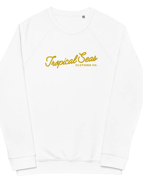 Load image into Gallery viewer, Embroidered Tropical Seas Organic Raglan Sweatshirt
