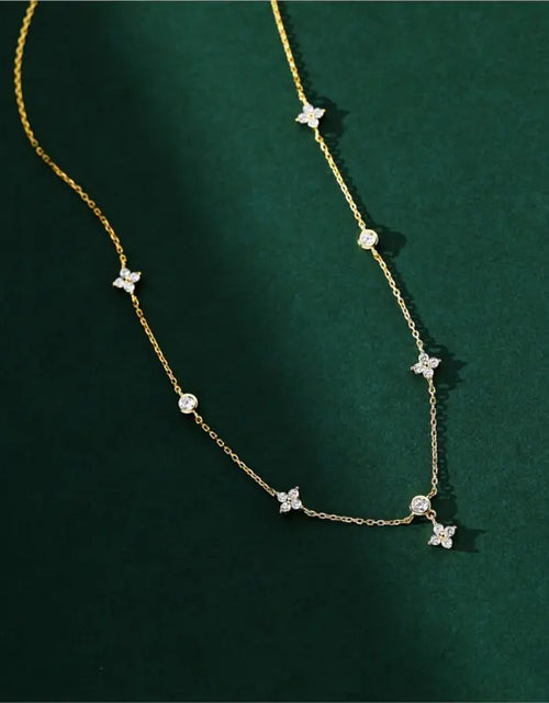 Load image into Gallery viewer, ANENJERY Inlaid Zircon Four-leaf Flower Chain Necklace for Women New Niche Light Luxury Hot Fashion collares choker Accessories
