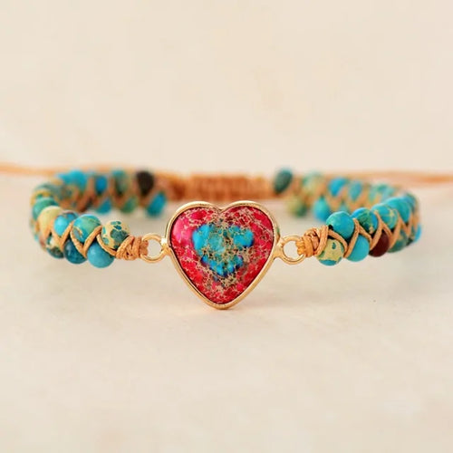Load image into Gallery viewer, Natural Stone Heart Charm Bracelets

