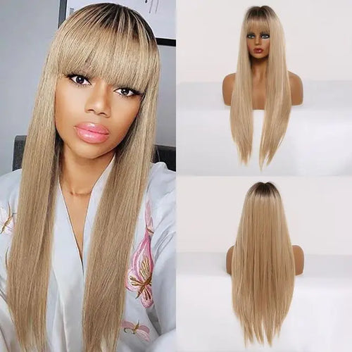 Load image into Gallery viewer, Synthetic Long Brown Wig
