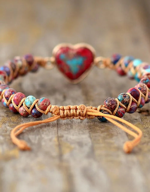Load image into Gallery viewer, Natural Stone Heart Charm Bracelets
