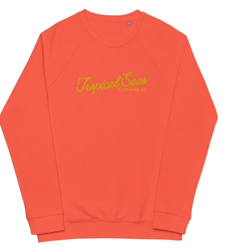 Embroidered Tropical Seas Organic Raglan Sweatshirt