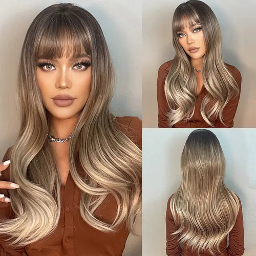 Load image into Gallery viewer, Synthetic Long Brown Wig
