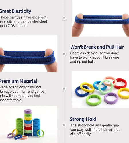 100 Pcs Thick Seamless Hair Ties, Ponytail Holders Hair Accessories No Damage for Thick Hair (Rainbow Colors) 1 Count (Pack of 100) Rainbow