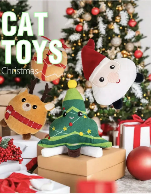 Load image into Gallery viewer, Festive Cat Plush Toy with Catnip - Perfect Holiday Gift for Cats
