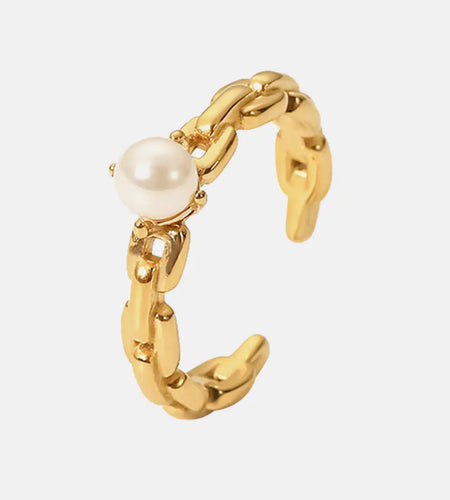 Pearl Stainless Steel Open Ring