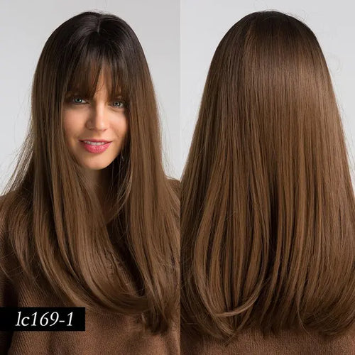 Load image into Gallery viewer, Synthetic Long Brown Wig
