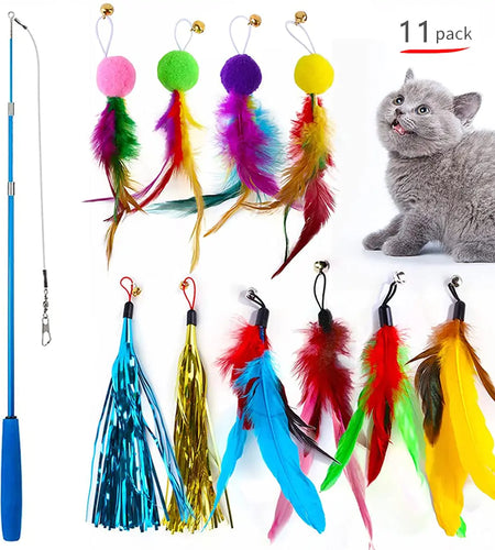Retractable Cat Feather Toy for Indoor Cats