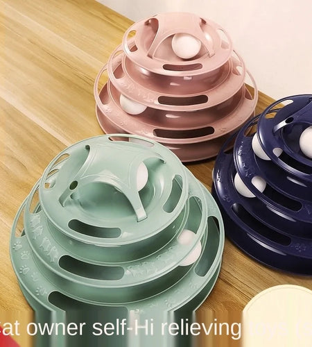 Turntable Balls 4 Layers Play Track Plate Cats Toys