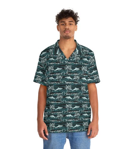 Men's Vintage Chalk Shark Hawaiian Shirt