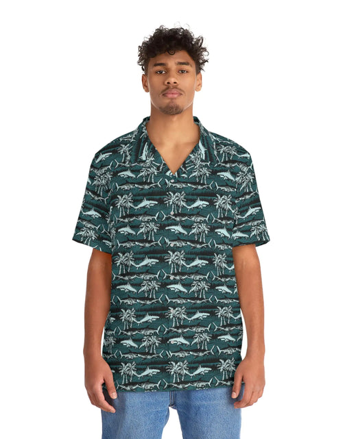 Load image into Gallery viewer, Men&#39;s Vintage Chalk Shark Hawaiian Shirt
