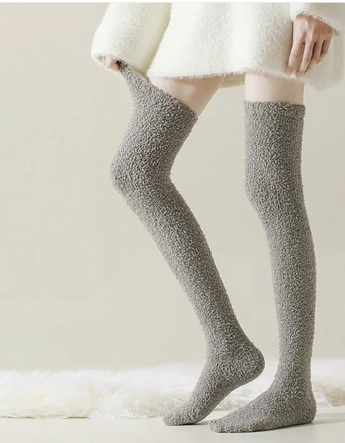 Load image into Gallery viewer, Cozy Over-the-Knee Coral Fleece Socks
