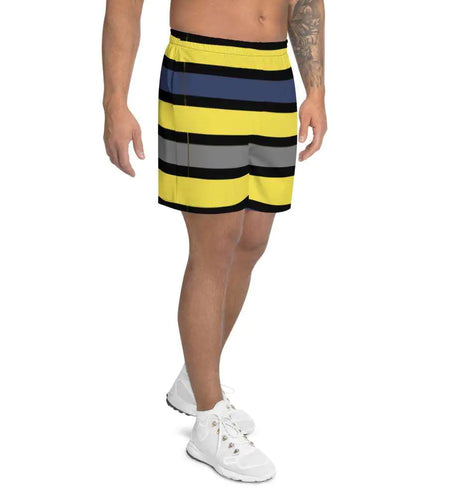 Men's Tropical Dark Blues/Yellow Long Shorts