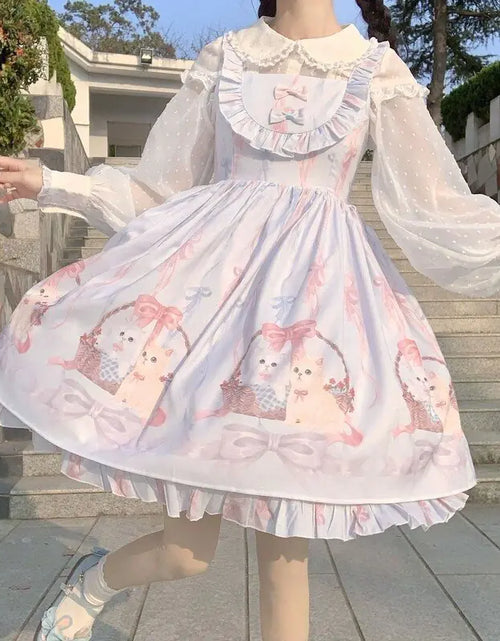 Load image into Gallery viewer, Cute Cats Tea Party Ruffles Dress
