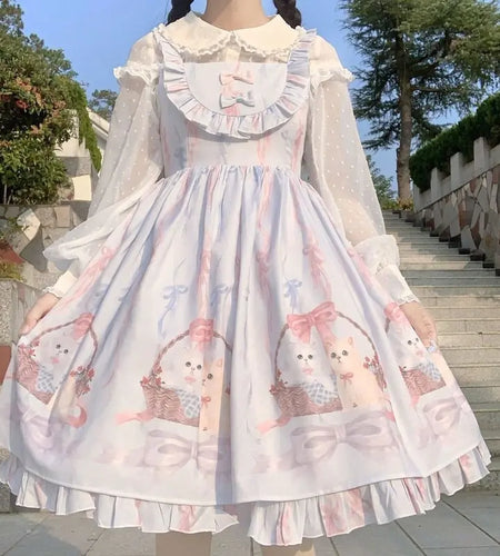 Cute Cats Tea Party Ruffles Dress